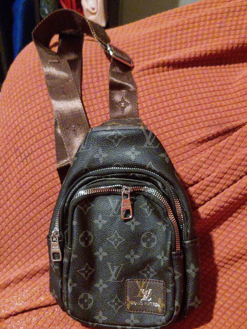 Small Men's Crossbody Sling Bag in Dark Brown
